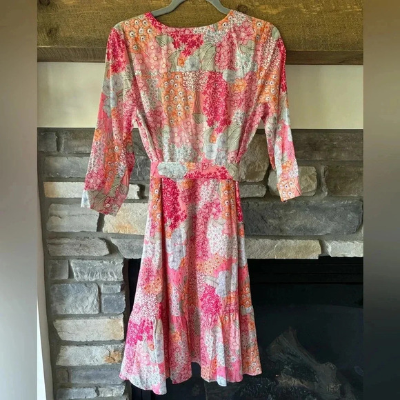 Talbots Dress Women’s 4P Barbiecore pink Floral cottagecore shirt dress - Picture 3 of 9